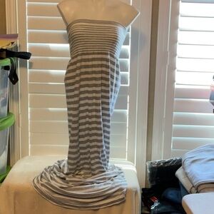 Striped Gray Maxi Dress